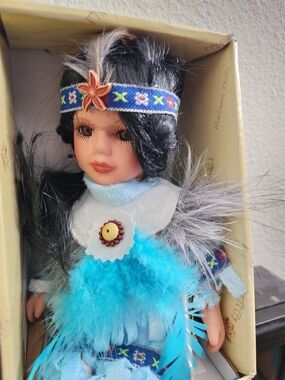 Blue Feathered Kids Doll with Decorative Headband by